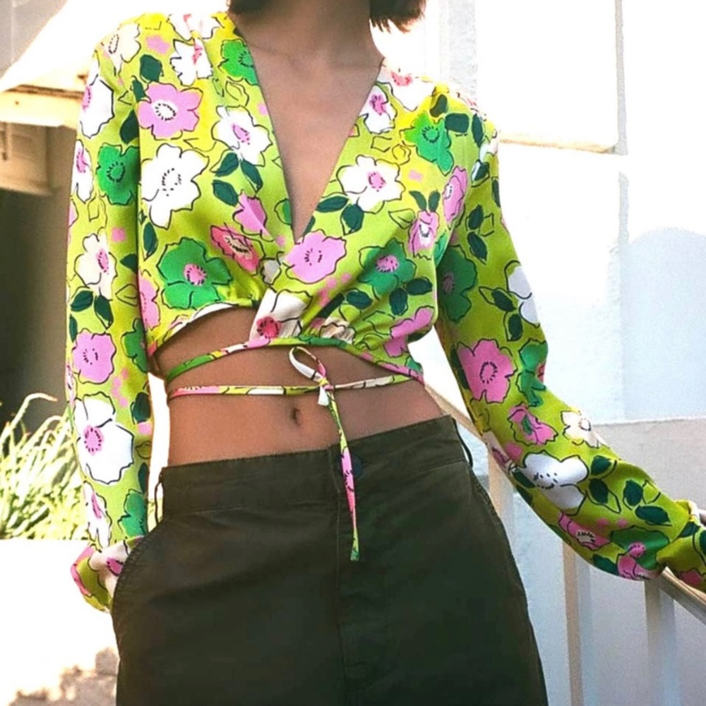 Zara Floral Wrap Top